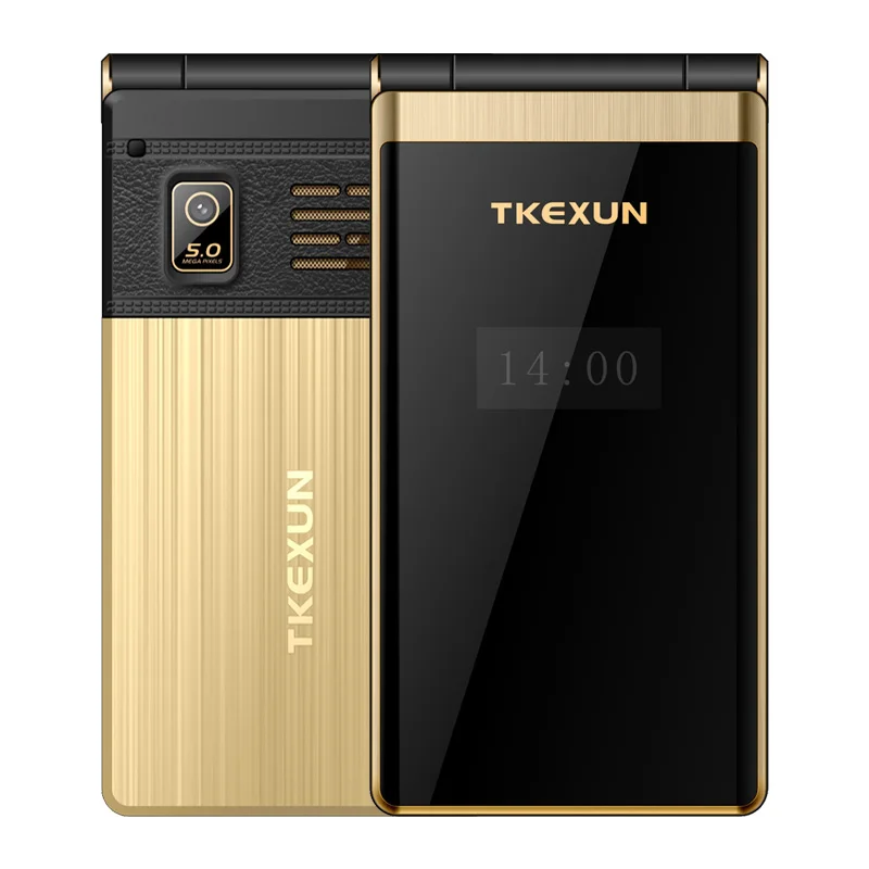 Роскошный 3g WCDMA флип-телефон TKEXUN M2 PLUS 3,0 дюймов сенсорный экран мобильный телефон один ключ циферблат старый человек celulares - Цвет: Gold
