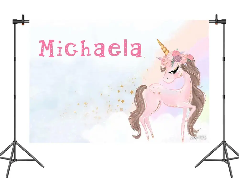 Sensfun uicorn день рождения фото фон детский душ Розовый фотографии фоны высокое