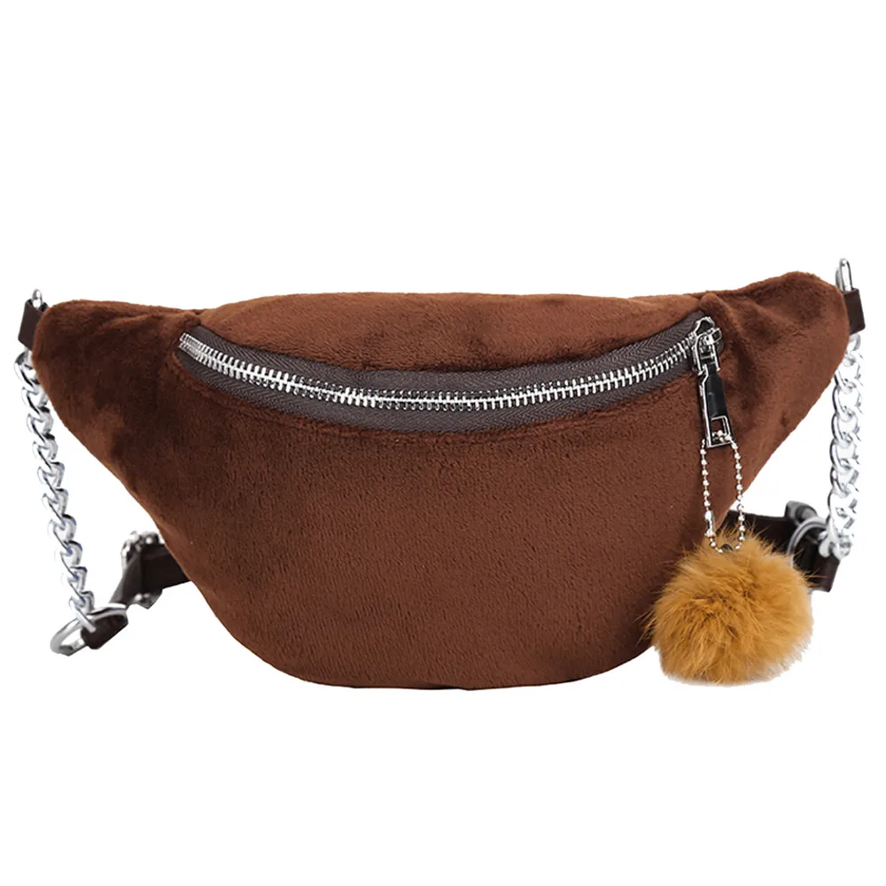 

Sleeper #501 2019NEW FASHION Neutral Sport Plush Waist Bag Hairball Messenger Cross body Bag Chest Bag solid soft Free Shipping