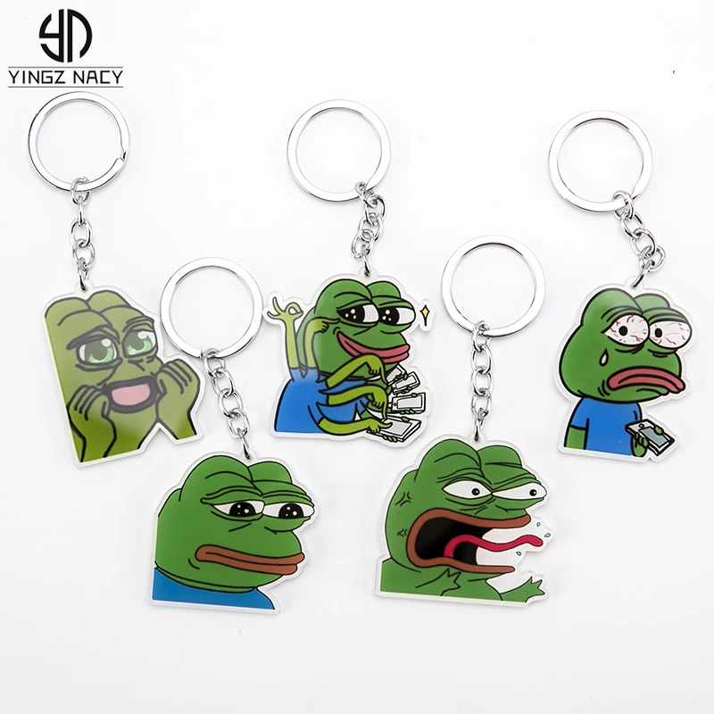 Зеленая лягушка Pepe, брелок для ключей, на ощупь, плохой человек, брелок для ключей, для мужчин и женщин, на ощупь, хороший человек, поп-культура, лягушка, ювелирное изделие, брелок