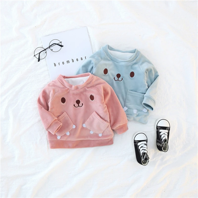 2pc Toddler kids baby boy Girl Little Bear warm coat Tops+pants clothes set