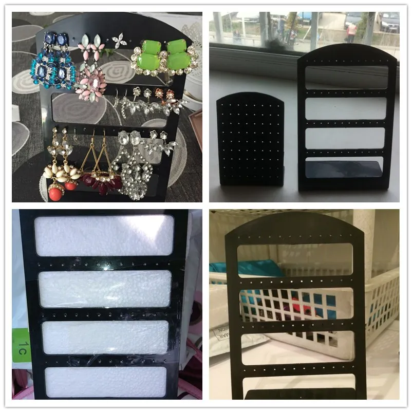 48 Holes Jewelry Organizer Stand Black Plastic Earring Holder Pesentoir Fashion Earrings Display Rack Etagere