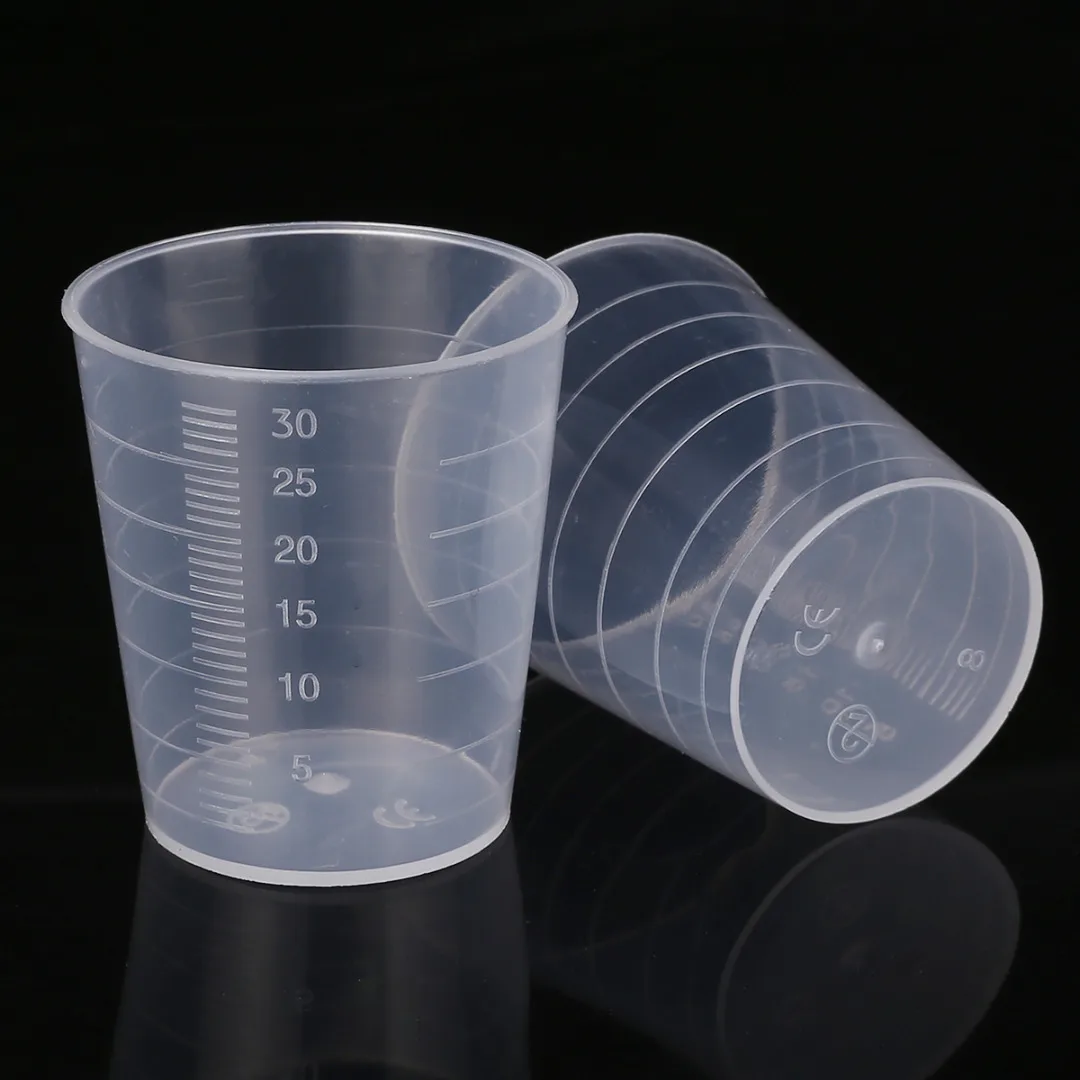 10pcs/50pcs/100pcs 30ml Transparent Plastic Measuring Cups Laboratory Kitchen Disposable Liquid Measure Pot Container