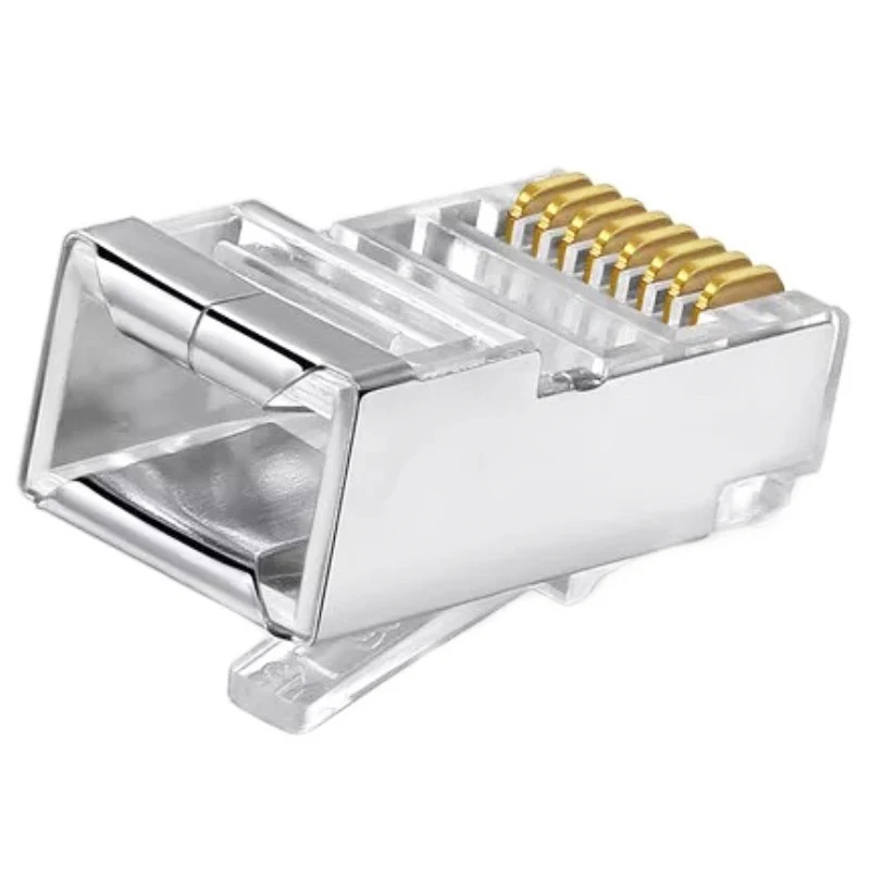 Inkton Shielded RJ45 Connector CAT5E CAT6 Crimp Ethernet Connector STP 8P8C Modular Crystal Head Plugs 100 Pieces