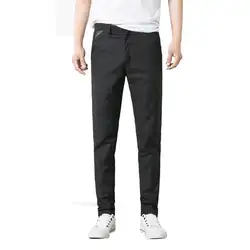 Бизнес Для мужчин формальный костюм брюки Slim Fit сплошной Цвет прямые длинные брюки горячей