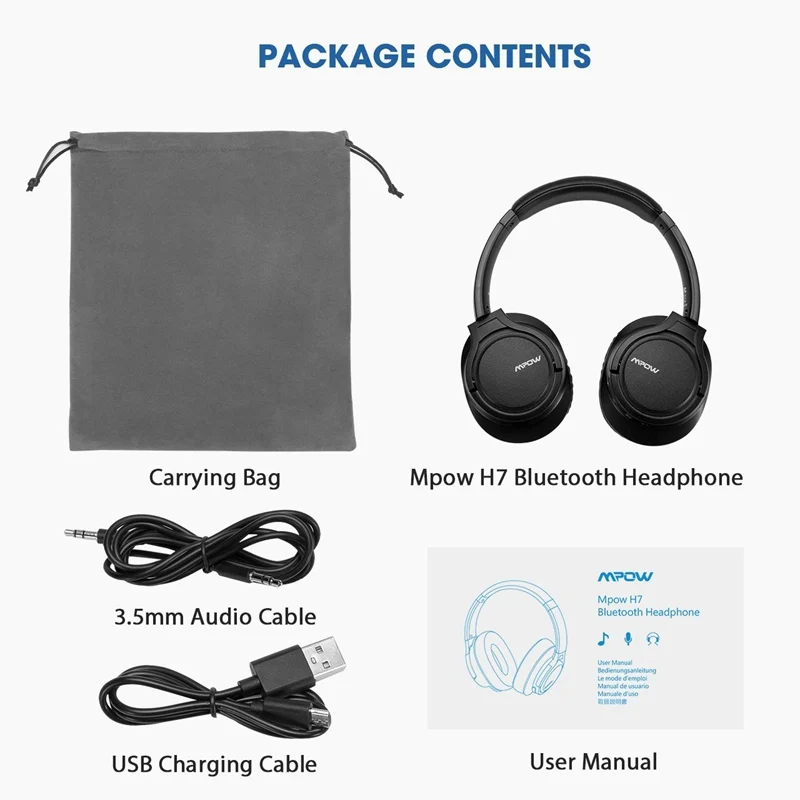 Беспроводная стереогарнитура H7 Для Mpow Накладные наушники Bluetooth с микрофоном