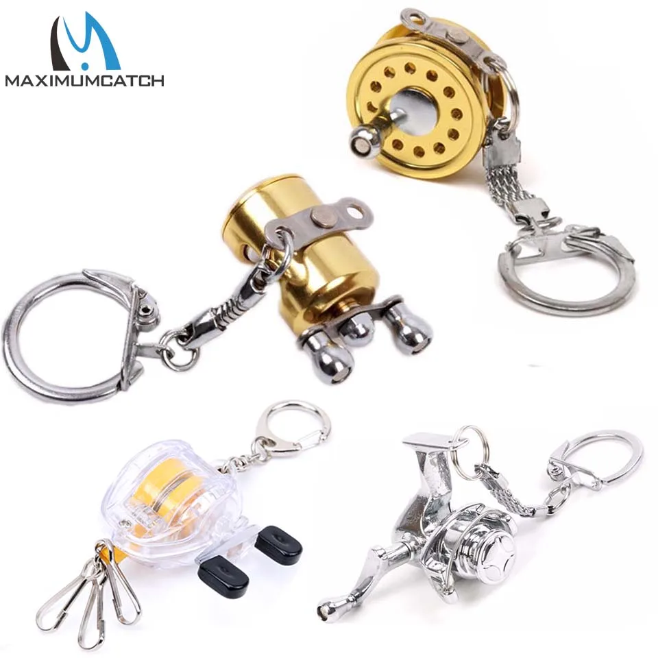 Maximumcatch 2pc Fishing Reel Keychain Scroll Retractor Key Chain With