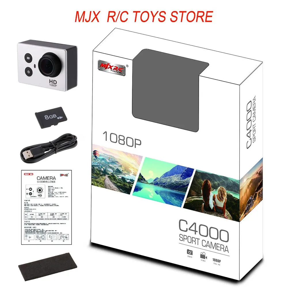 Оригинальный MJX C4000 1080 P 8MP 120 объектив воздушных спортивные FPV системы Камера с 8 ГБ