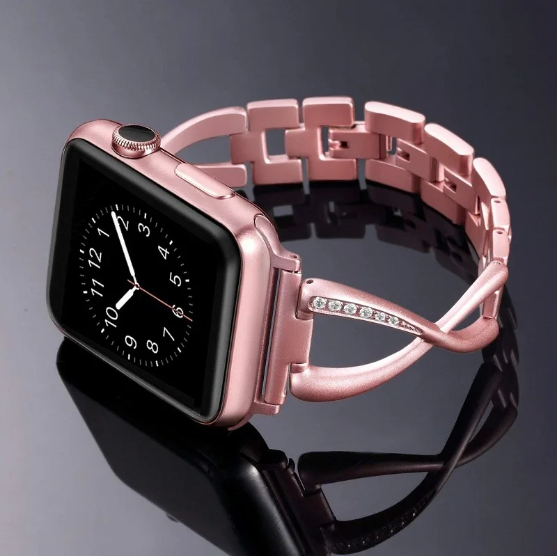 Стильный Для женщин браслет для Apple Watch Алмаз ремешок 38/40 мм/42/44 мм Нержавеющая сталь браслет для iwatch ремешок серии 4 3 2 1