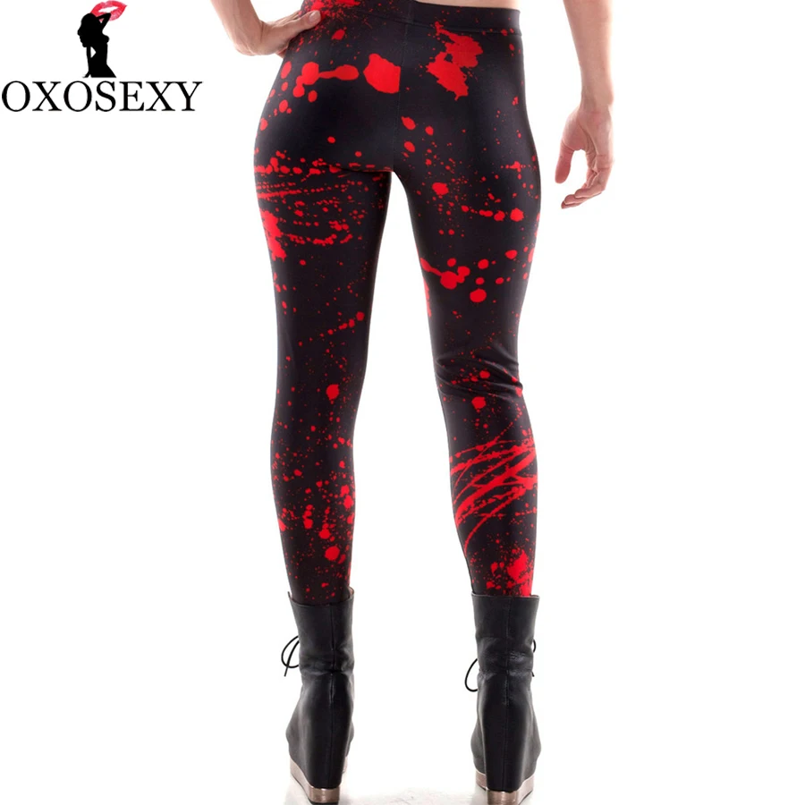 merah elastis womens legging celana 