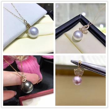 

Free Shipping Solid 18k Yellow Gold Pearl Pendant Connector,Cup And Peg Bead Cap,Dangle Gold Jewelry Making ,No pearl No chain