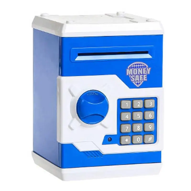 Электронная Копилка ATM пароль наличные деньги для монет, денег спасательный, страховка коробка ребенок Автоматический депозит банкнота Piggybank игрушки подарок - Цвет: White blue