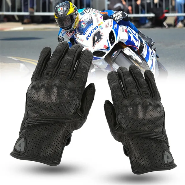 New Upgraded version S M L XL Black Leather Unisex Breathable Touch Screen Motorcycle Gloves Motocross Protection Gunes Moto GP