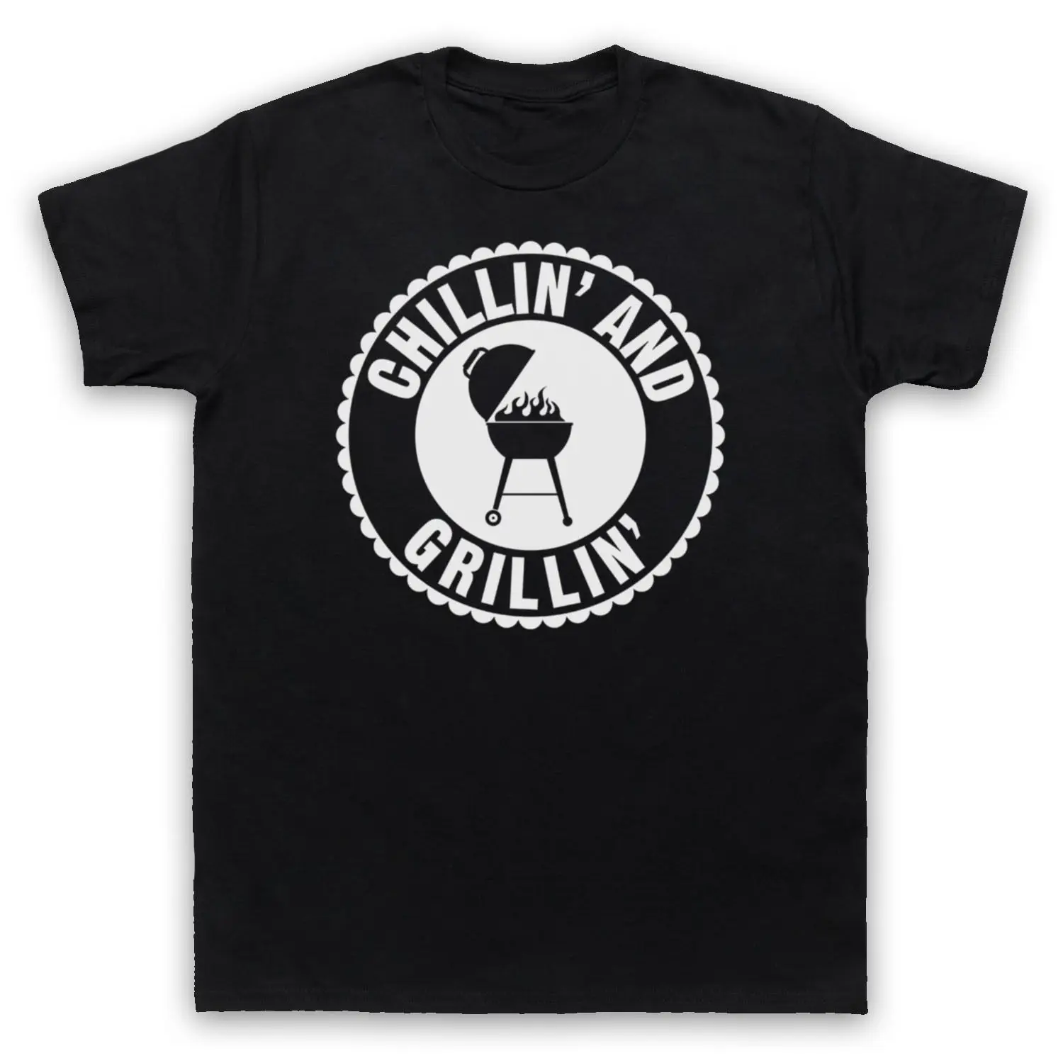 BBQ CHILLIN AND GRILLIN RETRO SLOGAN FUNNY T SHIRT MENS LADIES KIDS