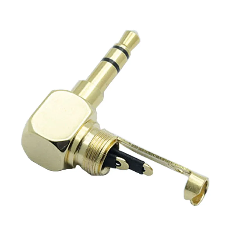 100pcs lot 3 Poles 3 5mm Right Angle Male Plug Carbon Fiber Jack 3 5mm Plug Soldering Headphone Wire Connector for 6MM Cable