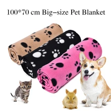 Одеяло для собаки для питомца, мягкий теплый флисовый коврик для сна с принтом лап, подушка для дивана, чехол для собаки, кошки, 100*75 см, большой размер, полотенце для домашних животных