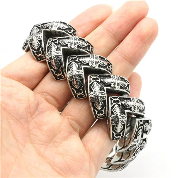 BC0202 Мода 147 г тяжелый крест браслет 316 нержавеющая сталь Горячая Распродажа популярный панк цена крутой лист браслет