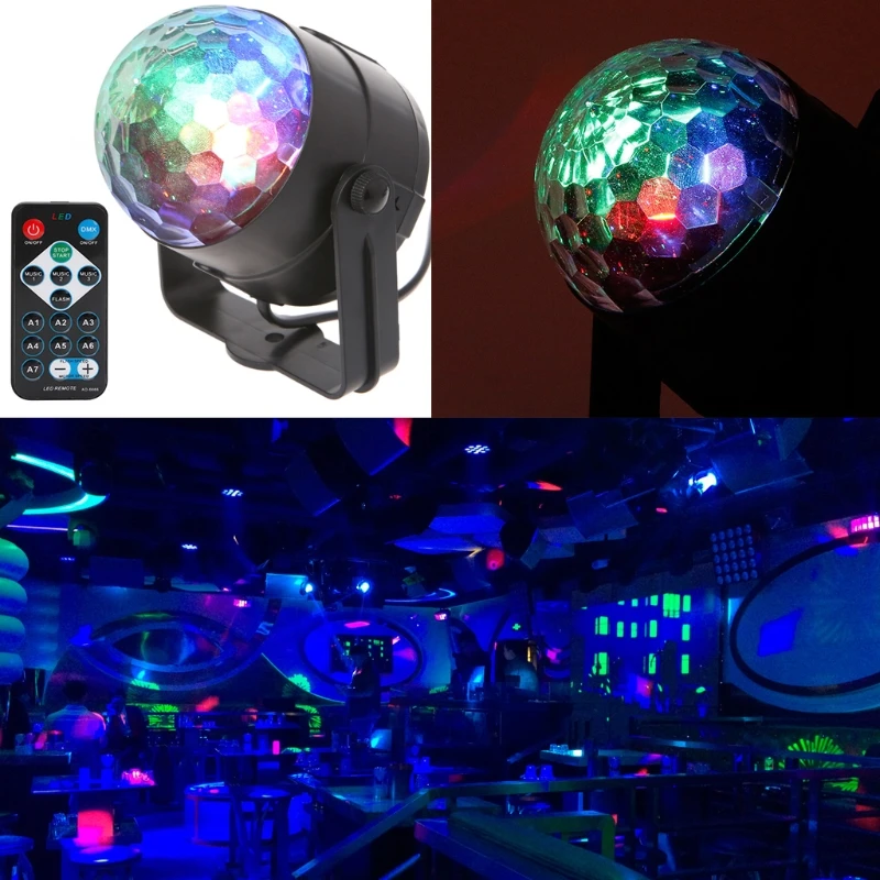 Инфракрасная пульт RGB красно-зелено-синий светодиодный кристалл магический вращающийся шар 5 В сценический свет красочный DJ свет