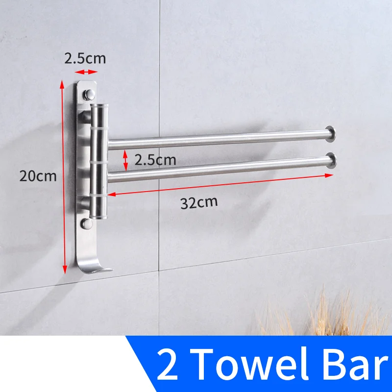 Полотенца бар Нержавеющая сталь двойная вешалка для полотенец в ванную настенный Полотенца стойка вешалка, держатель, крюк одежда для халатов, полотенец железнодорожных вешалка - Цвет: 2 Towel Bars