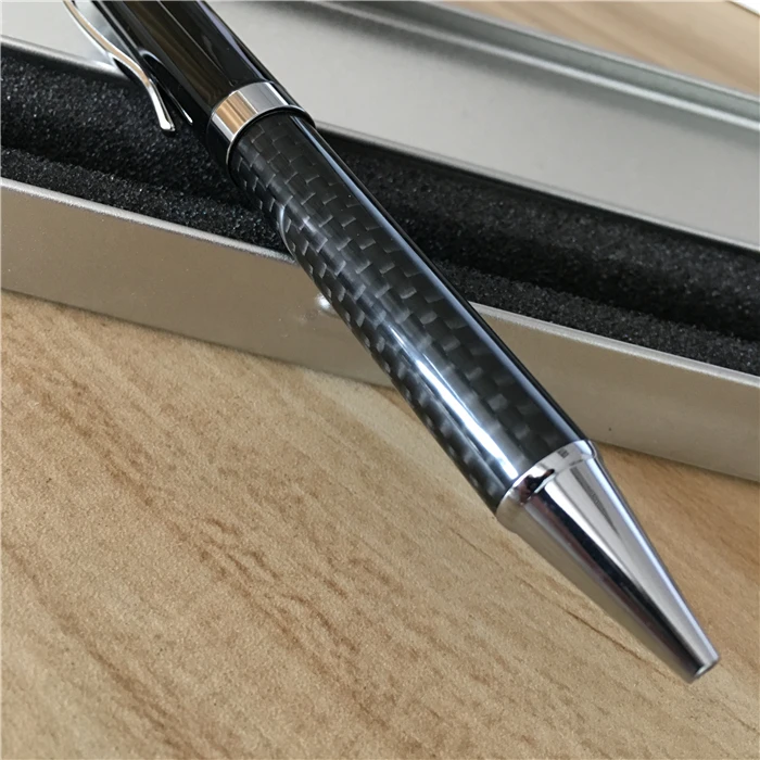 Углеродное волокно дизайн металлическая ручка монбао Черная Ручка-роллер для письма+ дополнительная 1 заправка