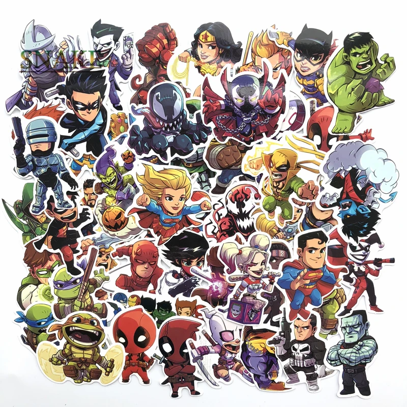 50 قطعة/الوحدة الأمريكية الشهيرة الكرتون سيارة ملصقات ل سيارة الدفتري المحمول صائق الثلاجة سكيت صائق التسمية