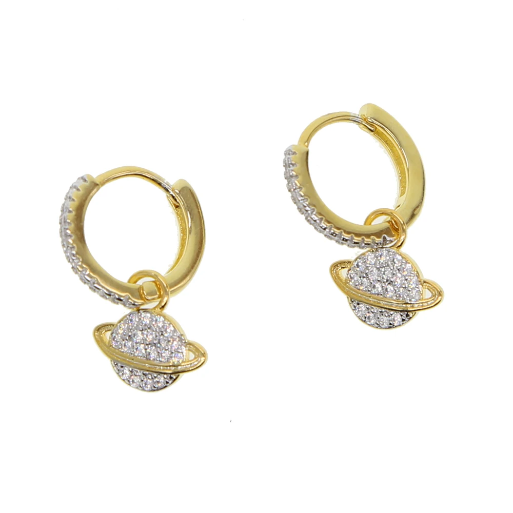 2018 New Luxury Ear charm Earrings For Women Round With Cubic Zircon Earings dangle cz earth Earrings Wedding Jewelry Gift