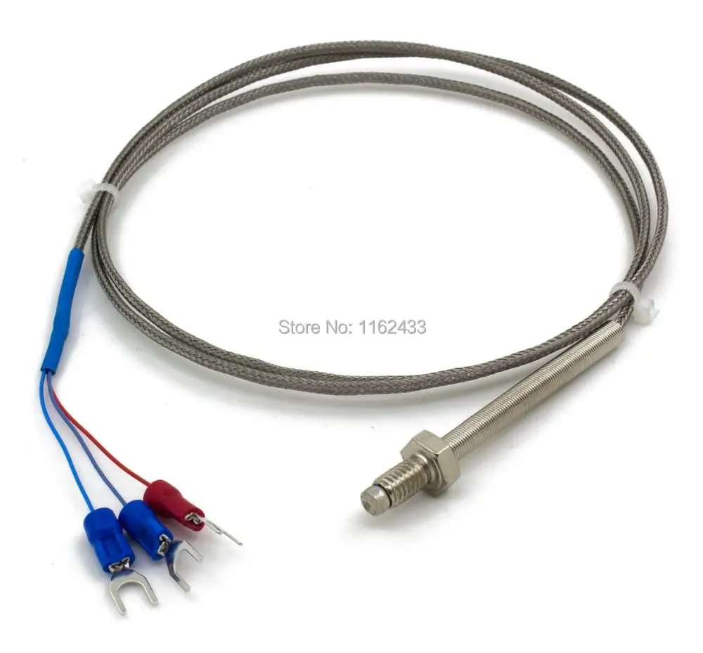 

FTARB02 PT100 type M6 bolt head spring protected 1m high temperature metal screening cable RTD screw temperature sensor