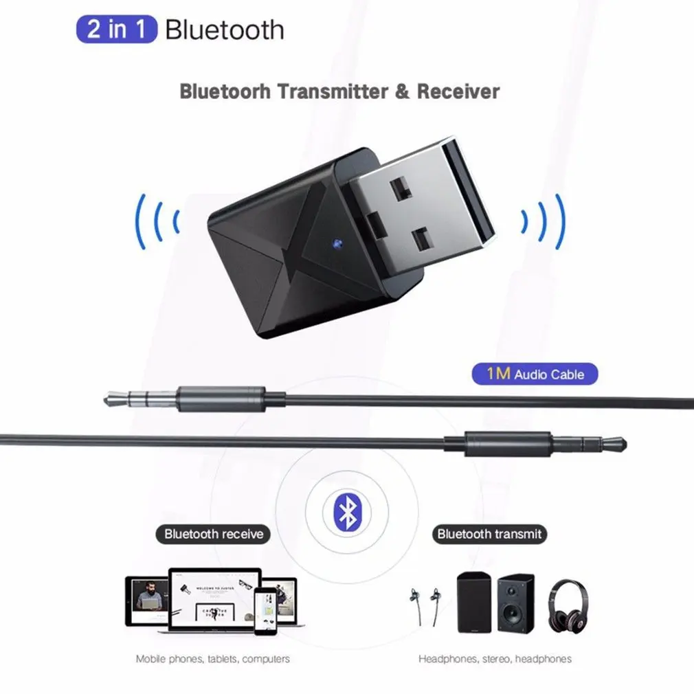 1 шт. USB Bluetooth 5,0 приемник аудио передатчик адаптер для ТВ/ПК наушники Динамик