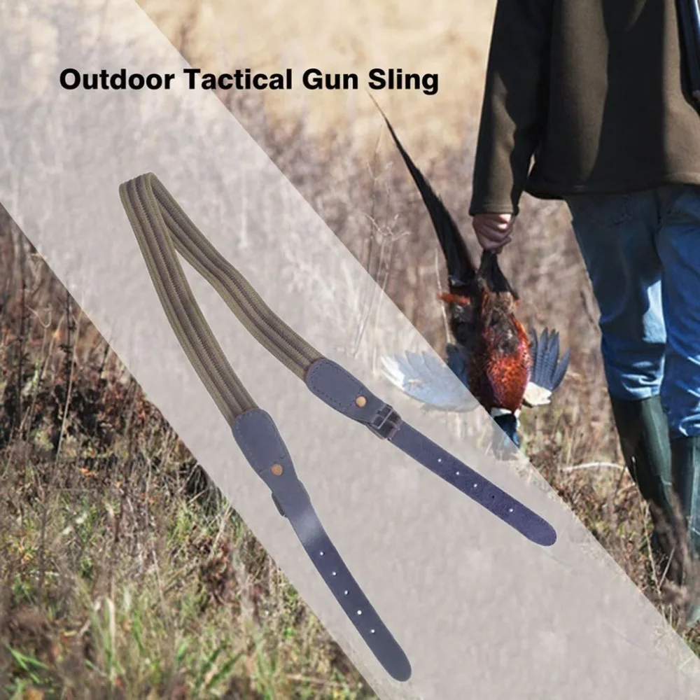 

Outdoor Tactical Gun Sling Oxford & Leather Shoulder Strap Adjustable Sling Belt Gun Accessories for Hunting Shooting