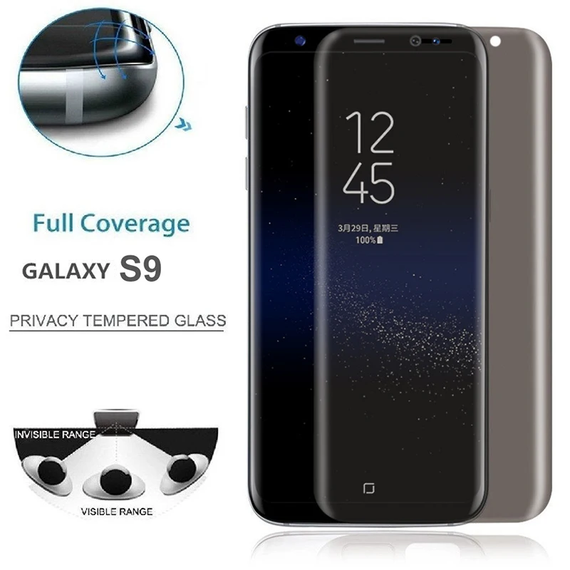 UVR анти шпионский Чехол-дружественное стекло для samsung Galaxy S9 S9 Plus конфиденциальность 3D полное покрытие протектор экрана анти-шпионское закаленное стекло