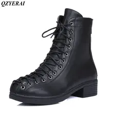 QZYERAI European autumn/winter low heel belt classic vintage Martin boots women boots women shoes