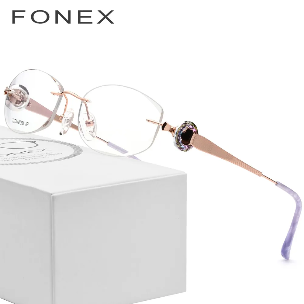 

B Titanium Glasses Frame Women Ultralight Rimless Luxury Brand Designer Diamond Cut Optical Eye Glasses Prescription Eyeglasses
