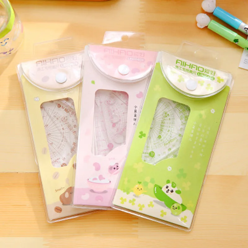 

4pcs/set Patchwork Ruler Cute Stationery Sewing Ruler Set of Drafting Rules Student Cute Design Rulers Kawaii School Supplies