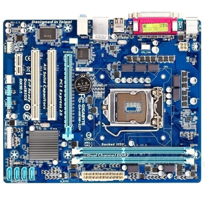 Полностью протестированная Материнская плата Gigabyte GA-H61M-S2P H61M-S2P H61 Socket LGA 1155 DDR3 Micro-ATX