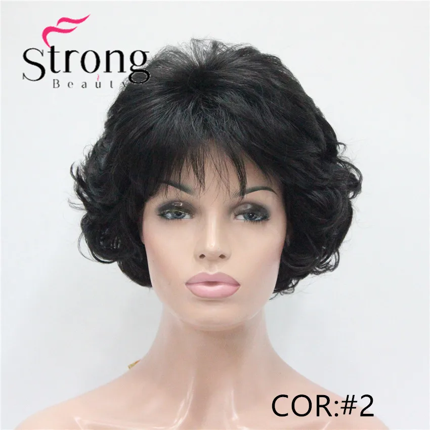E-7125 #2New Wavy Curly Off Black Wig Short Synthetic Hair Full Women's Wigs For Everyday (1)_