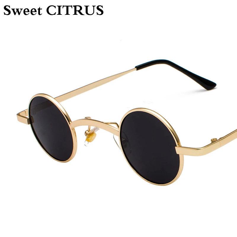 

Sweet CITRUS Retro Punk Sunglasses Women Men Wide Bridge Rock Steampunk Classic Small Round Clear Lens vintage Sun Glasses UV400