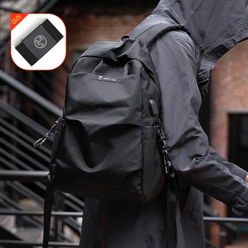 Mazzy Star nueva escuela moda hombres mochila bolsa a prueba de agua mochila hombres carga USB externa mochila MS_936