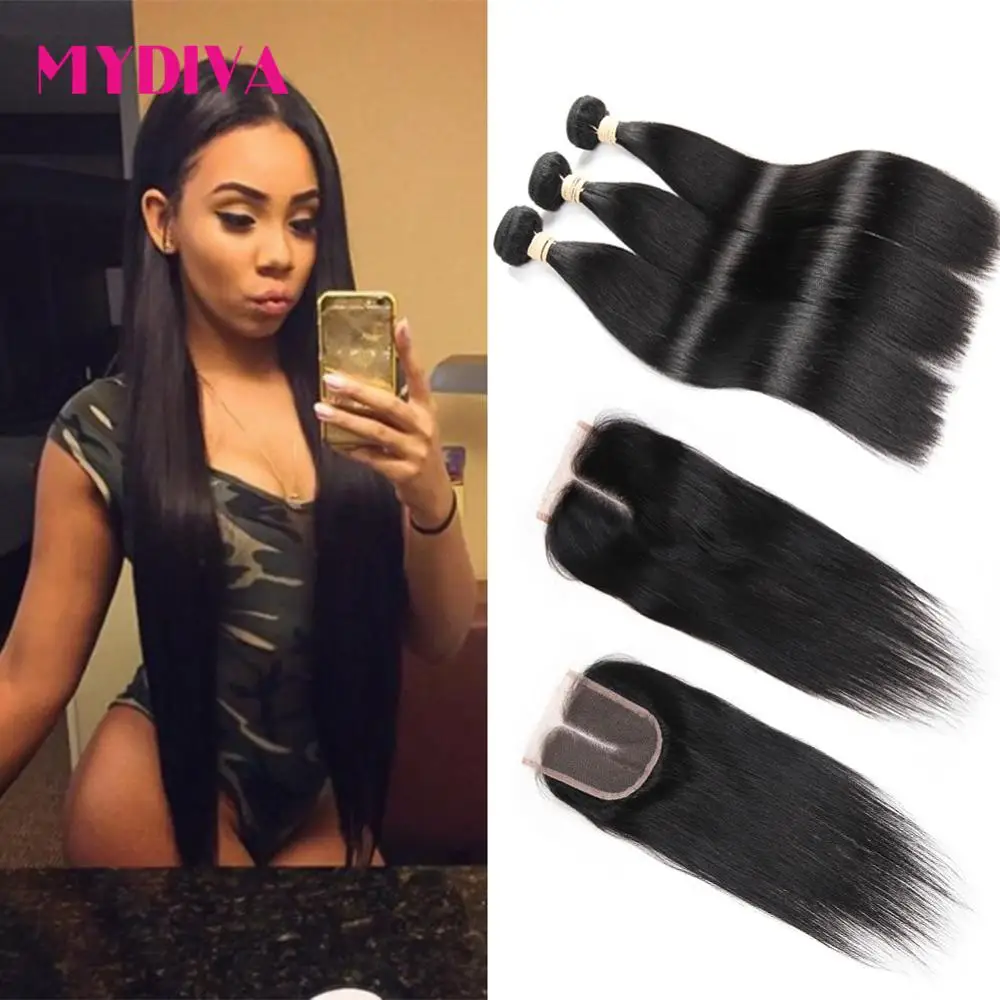 Peruvian Virgin Hair With Closure 8A Unprocessed Peruvian Straight Virgin Hair With Closure 3 Bundles Human Hair With Closure