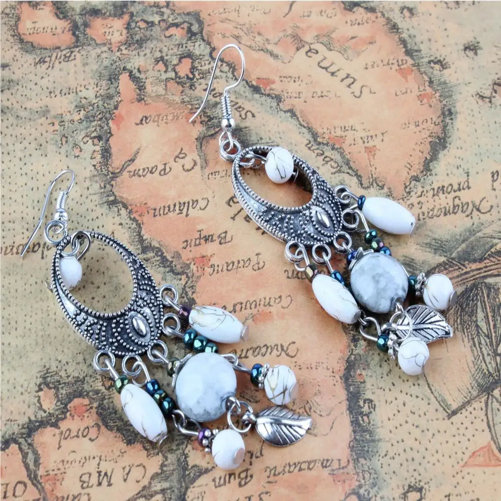 Fashion Bohemian Tassel Beads Fish Hook Drop Chandelier Tribe Earring Women Girls Ethnic Jewelry