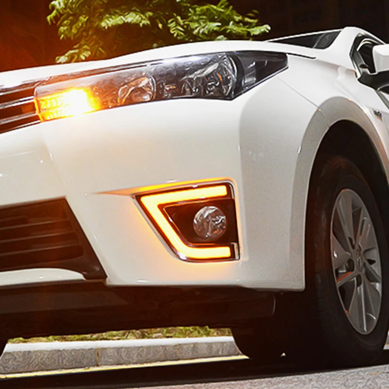 1 пара DRL для Toyota Corolla 2014 2015 2016 переход автомобильные светодио дный Габаритные огни