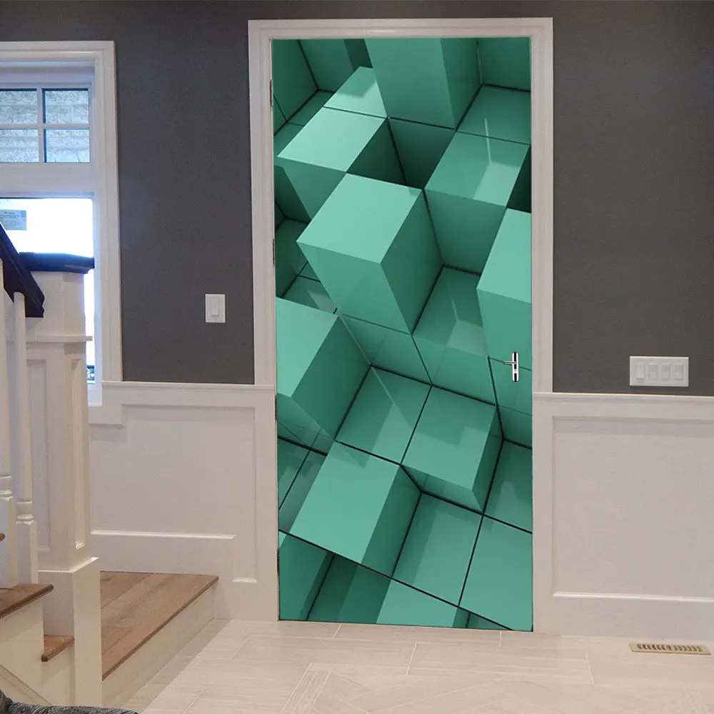 

2Pcs/Set Color Three-dimensional Door Art Decor Home Creative DIY 3D Door Stickers Pattern for Wall Room Home Door Decor