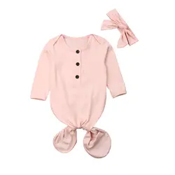 Хлопковая одежда для новорожденных Для Пеленания девочек Обёрточная бумага одеяло для сна мешок + оголовье, набор для детей от 0 до 6 месяцев