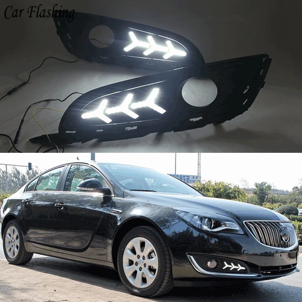 

2PCS LED For Buick Opel Regal Insignia 2013 2014 2015 DRL Daytime Running Lights Daylight With Turn Signal and Night Blue Lamp