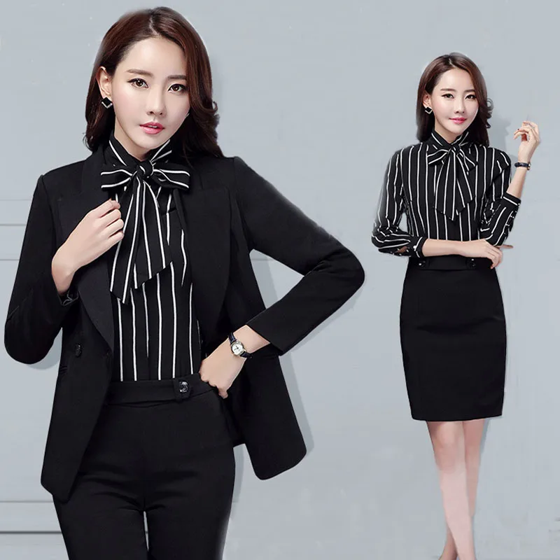 women work wear suit office wear Women's business coat & strip shirt & pant & dress set long-sleeved 3 pcs/ 4 pcs drop shipping women work wear suit office wear Women's business coat & strip shirt & pant & dress set long-sleeved 3 pcs/ 4 pcs drop shipping