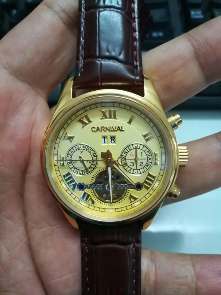 

Luxury Carnival Tourbillon Mechanical Watch Men Double Calendar Multi-Function Clock Luminous Waterproof Full Stainless Steel