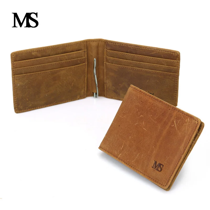 MS, высокое качество, первый слой, кожа, настоящие Зажимы для денег для мужчин, Ретро стиль, тонкий дизайн, зажим для кредитных карт, кошелек для мужчин TW1601