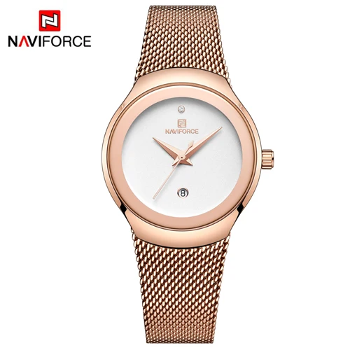 NAVIFORCE женские часы Топ люксовый бренд модные серебряные Простые Кварцевые женские водонепроницаемые часы женские повседневные часы Relogio Feminino - Цвет: RG W