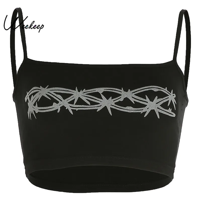 

Weekeep Reflective Cropped Tank Top Women Sexy Backless Bodycon Black Crop Top 2019 Summer Knitted Tank Tops Women