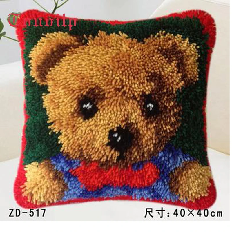 

Pillow"do it yourself"Cartoon animal Cute bear method needlework kit latch hook rug kit Unfinshed / embroidered carpet pattern