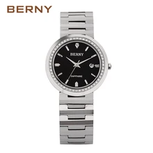 BERNY Brand 2017 New Arrival Silver Watch Ladies Casual Dress Girls Wristwatches Rhinestones Waterproof Women Hour Clock 2301L